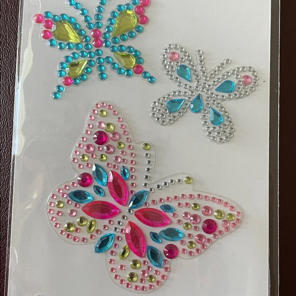 4 PC Butterflies Gemstones Bling Jewels Crafter's Square Stickers